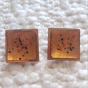 Renior Matisse MCM Vintage Copper Enamel Earrings 1950's